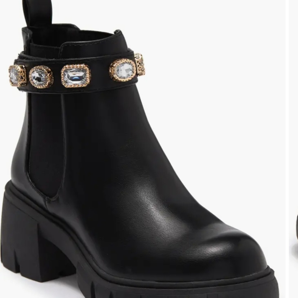 Black Embellished Ankle Boots
